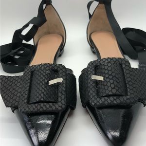 Whistles Black Leather Buckle pointe Shoes with black ankle straps